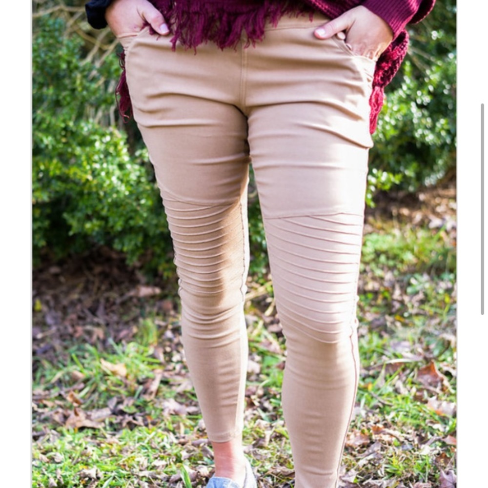 Khaki Moto Jeggings